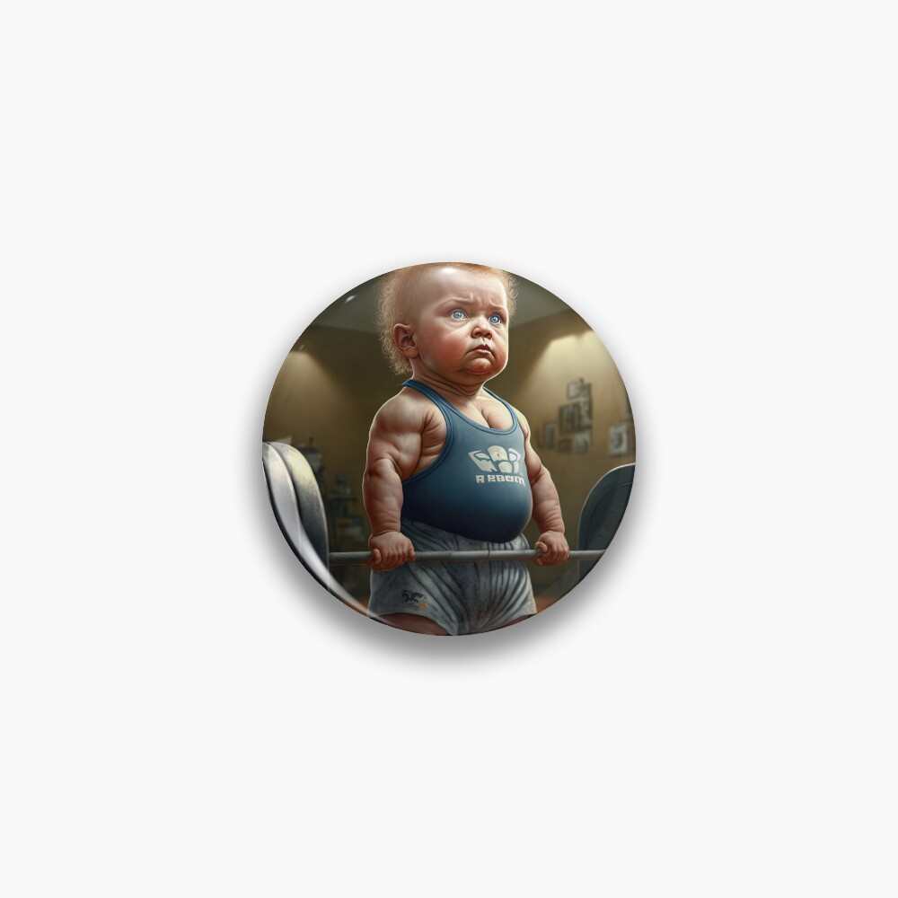 Baby Weight Lifter - Toddler Deadlifting - Funny Digital Painting - AI  Artwork