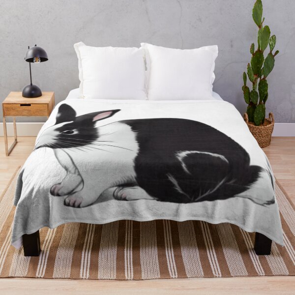 Item preview, Vintage Black and White Dutch Rabbit with Cute Eyes designed and sold by wigobun.