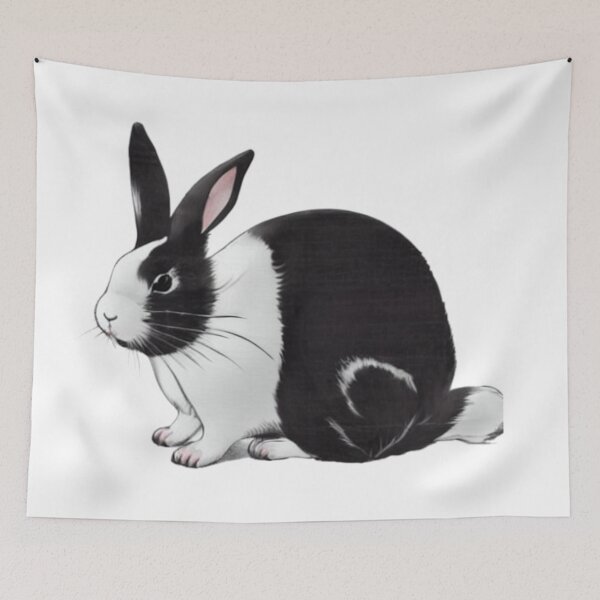 Item preview, Vintage Black and White Dutch Rabbit with Cute Eyes designed and sold by wigobun.