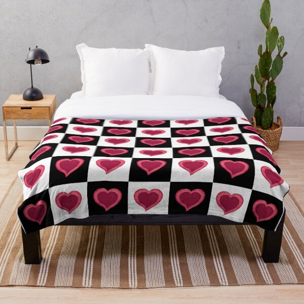 Item preview, Red watercolor hearts black and white checkered pattern designed and sold by RisingAir.