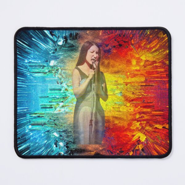 Item preview, Woman Singing With Colorful Abstract Background designed and sold by Rell1970.