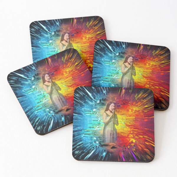 Item preview, Woman Singing With Colorful Abstract Background designed and sold by Rell1970.