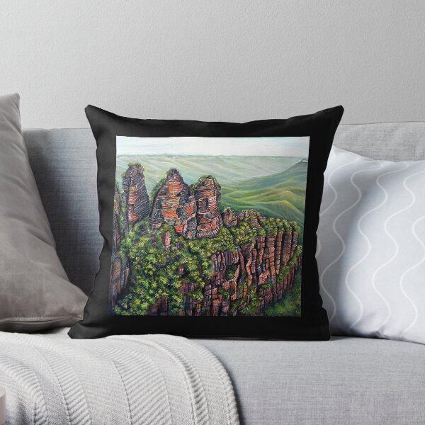 Etched in Time, Blue Mountains Throw Pillow