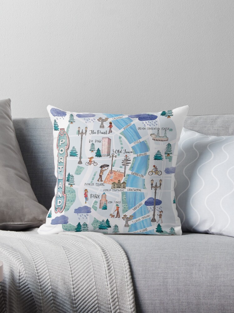 Portland Map offers Pillow - Oregon Map Pillow 18x18