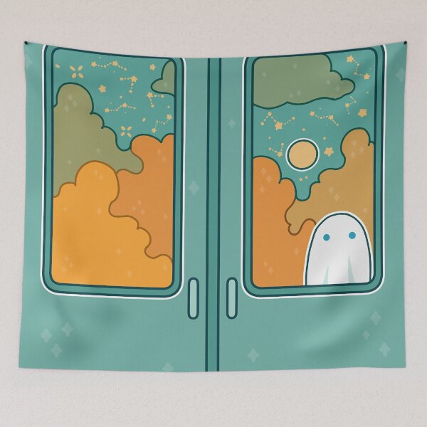 Item preview, A ghosts waits outside the train doors designed and sold by Inkcapella.