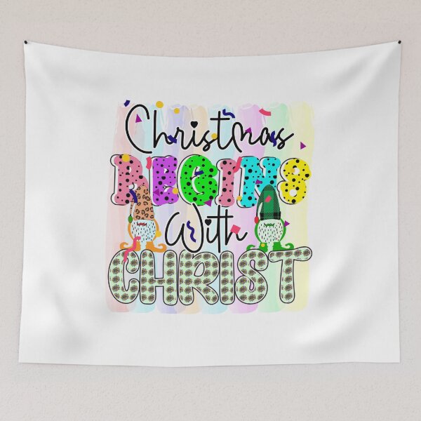 Item preview, Christmas Begins With Christ Plaid Cross Santa | Merry Christmas Jesus Christ greetings | Gifts for Christmas lovers designed and sold by ThanksVibe.