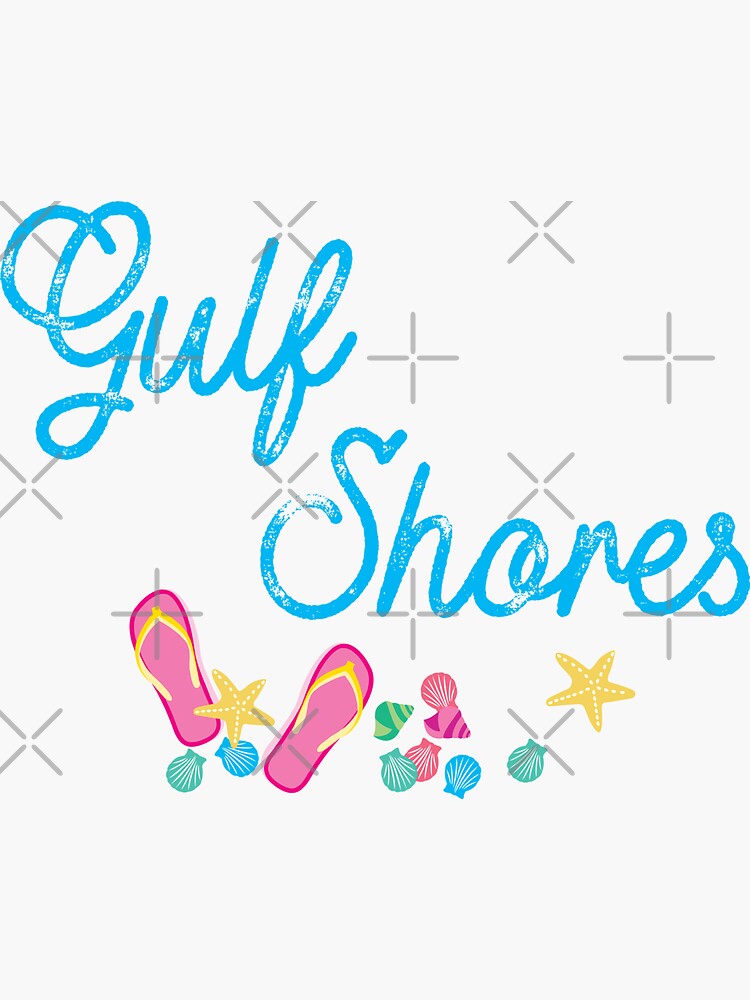 "Gulf Shores Alabama Flip Flops and Sea Shells" Sticker for Sale by Futurebeachbum Redbubble