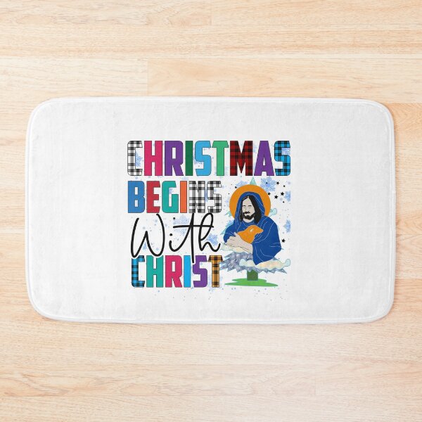 Item preview, Christmas Begins With Christ Plaid Cross Santa | Merry Christmas Jesus Christ greetings | Gifts for Christmas lovers designed and sold by ThanksVibe.