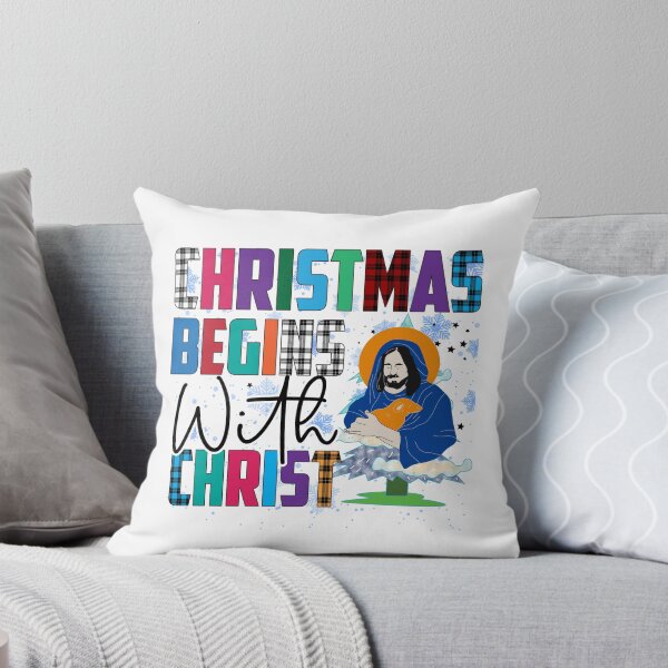 Item preview, Christmas Begins With Christ Plaid Cross Santa | Merry Christmas Jesus Christ greetings | Gifts for Christmas lovers designed and sold by ThanksVibe.