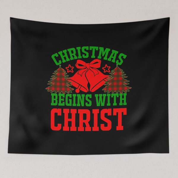 Item preview, Christmas Begins With Christ Plaid Cross Santa | Merry Christmas Jesus Christ greetings | Gifts for Christmas lovers designed and sold by ThanksVibe.