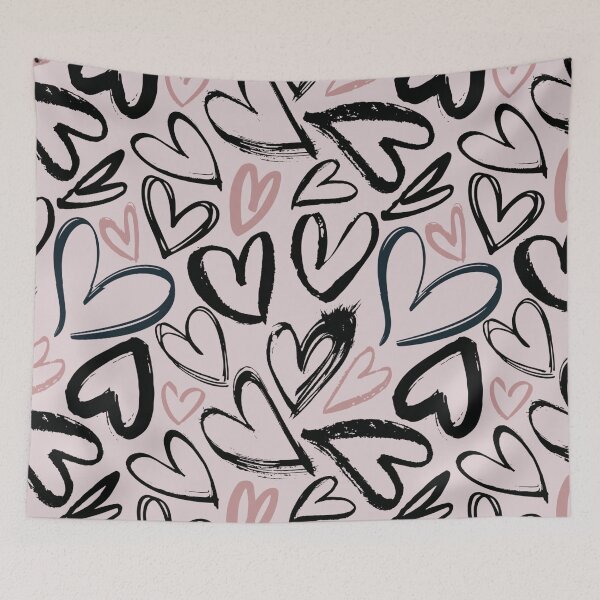 Item preview, Cute Doodle Hearts Pink Pattern designed and sold by HappyLifeCreate.