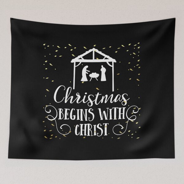 Item preview, Christmas Begins With Christ Plaid Cross Santa | Merry Christmas Jesus Christ greetings | Gifts for Christmas lovers designed and sold by ThanksVibe.