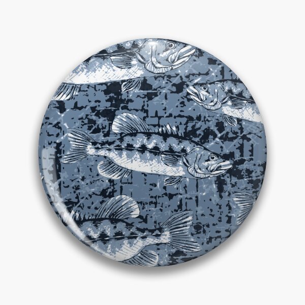 Item preview, Largemouth Bass Monochromatic Camo Pattern - Denim Blue designed and sold by Michelebuttons.