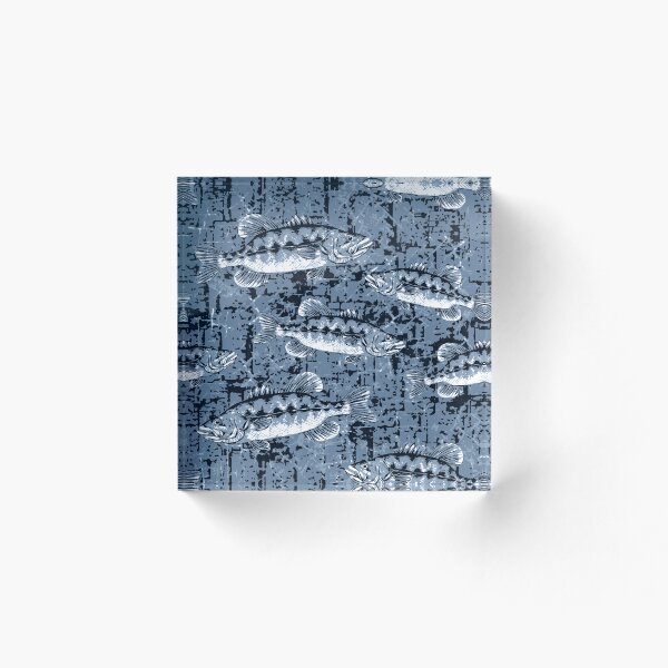 Item preview, Largemouth Bass Monochromatic Camo Pattern - Denim Blue designed and sold by Michelebuttons.