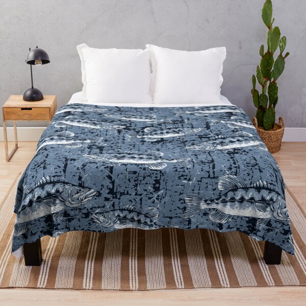 Item preview, Largemouth Bass Monochromatic Camo Pattern - Denim Blue designed and sold by Michelebuttons.