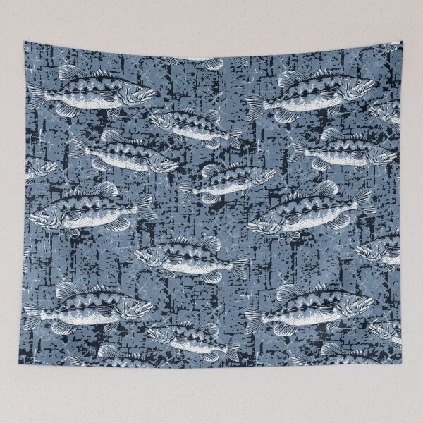 Item preview, Largemouth Bass Monochromatic Camo Pattern - Denim Blue designed and sold by Michelebuttons.