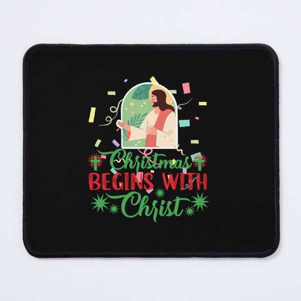 Item preview, Christmas Begins With Christ Plaid Cross Santa | Merry Christmas Jesus Christ greetings | Gifts for Christmas lovers designed and sold by ThanksVibe.