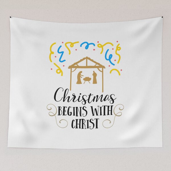 Item preview, Christmas Begins With Christ Plaid Cross Santa | Merry Christmas Jesus Christ greetings | Gifts for Christmas lovers designed and sold by ThanksVibe.