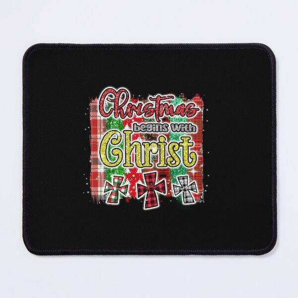 Item preview, Christmas Begins With Christ Plaid Cross Santa | Merry Christmas Jesus Christ greetings | Gifts for Christmas lovers designed and sold by ThanksVibe.