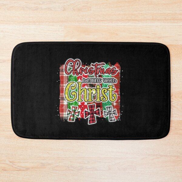 Item preview, Christmas Begins With Christ Plaid Cross Santa | Merry Christmas Jesus Christ greetings | Gifts for Christmas lovers designed and sold by ThanksVibe.