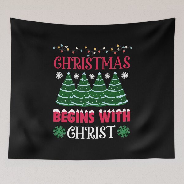 Item preview, Christmas Begins With Christ Plaid Cross Santa | Merry Christmas Jesus Christ greetings | Gifts for Christmas lovers designed and sold by ThanksVibe.