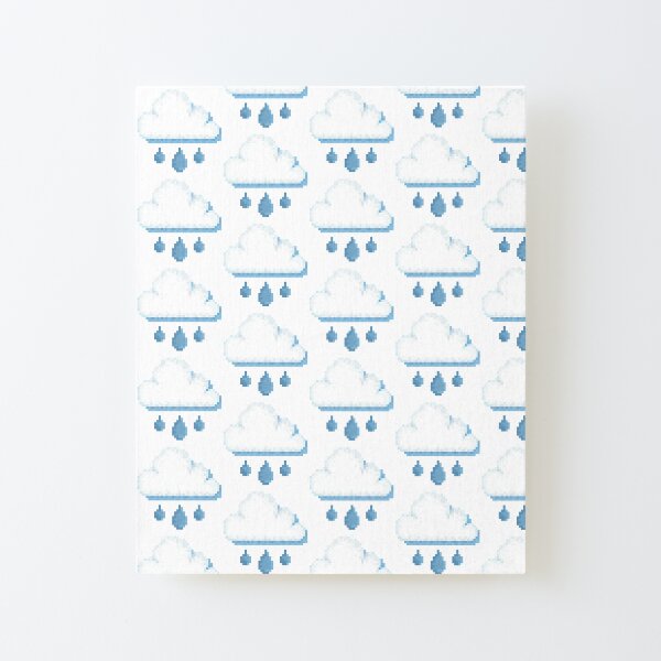 Retro-Pixel-Regenwolke 90er-Wetter-Symbol Aufgezogener Druck auf Leinwandkarton