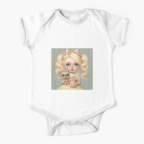 Candy girl with cute dog Short Sleeve Baby One-Piece