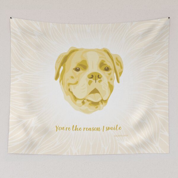 Item preview, Boxer Yellow and Cream Smiling Face "You're the reason I smile" designed and sold by DuFauna.