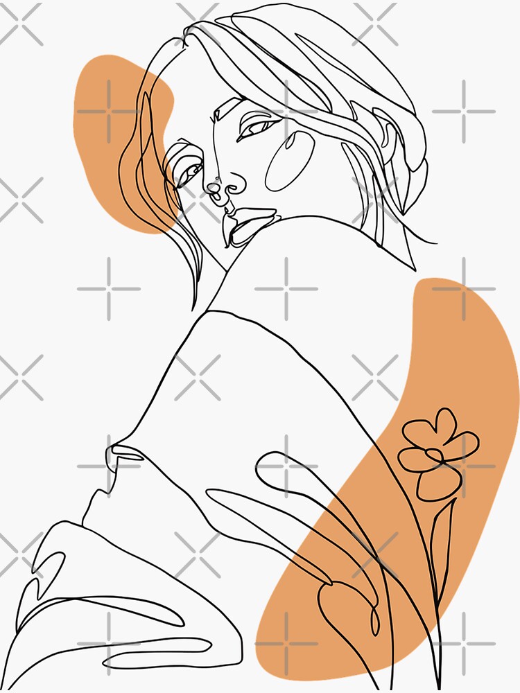 line-art-girl-sticker-for-sale-by-dandesignn-redbubble