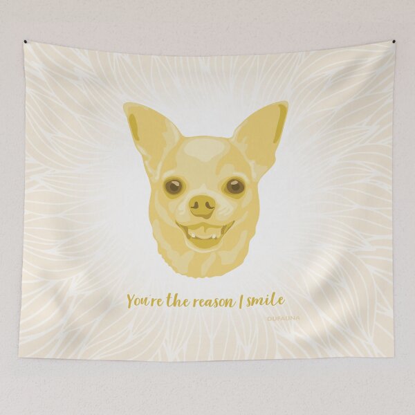 Item preview, Chihuahua Yellow and Cream Smiling Face "You're the reason I smile" designed and sold by DuFauna.