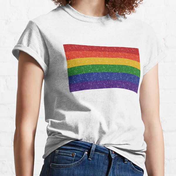 Artikel-Vorschau von Faux-Glitzer-LGBTQ-Pride-Regenbogen-Flaggen-Hintergrund, designt und verkauft von LiveLoudGraphic.
