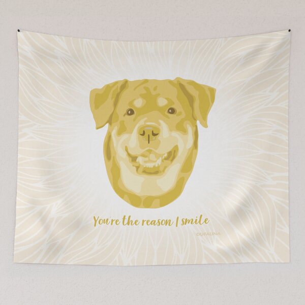 Item preview, Rottweiler Yellow and Cream Smiling Face "You're the reason I smile" designed and sold by DuFauna.