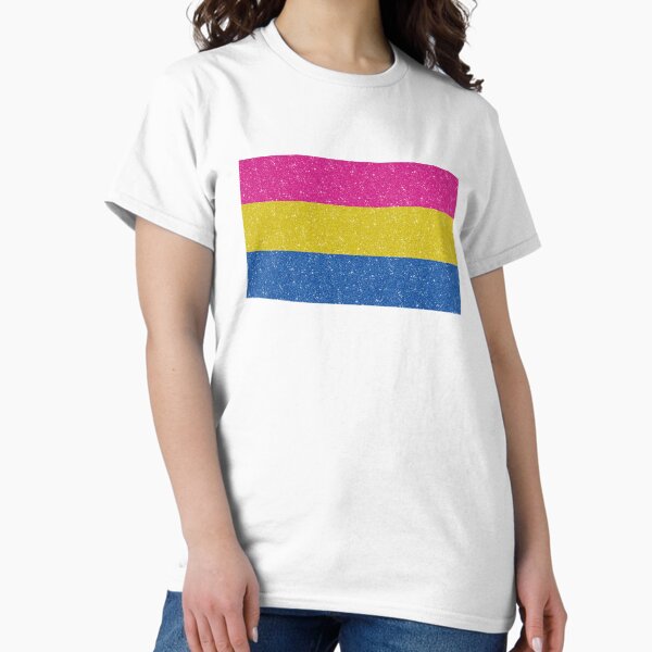 Faux Glitter Pansexual Pride Flag Background Classic T-Shirt