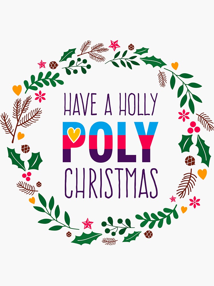 Thumbnail 3 of 3, Sticker, Have A Holly Poly Christmas designed and sold by polyphiliashop.