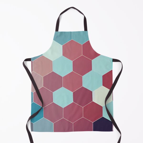 Item preview, hexagons in shades of aquamarine and cherry red designed and sold by I-A-Troy.