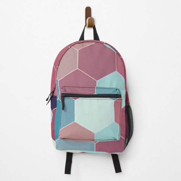 Item preview, hexagons in shades of aquamarine and cherry red designed and sold by I-A-Troy.