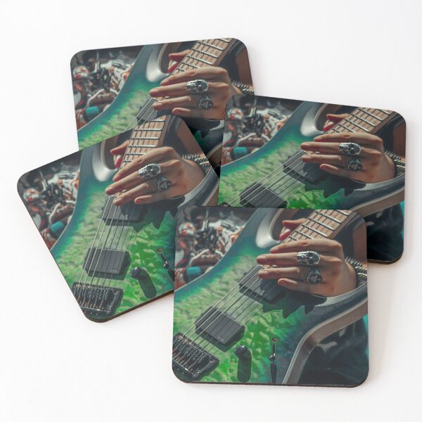Item preview, Green Electric Guitar landscape rock aethetic bright shinny skull rings designed and sold by Luke Veils.