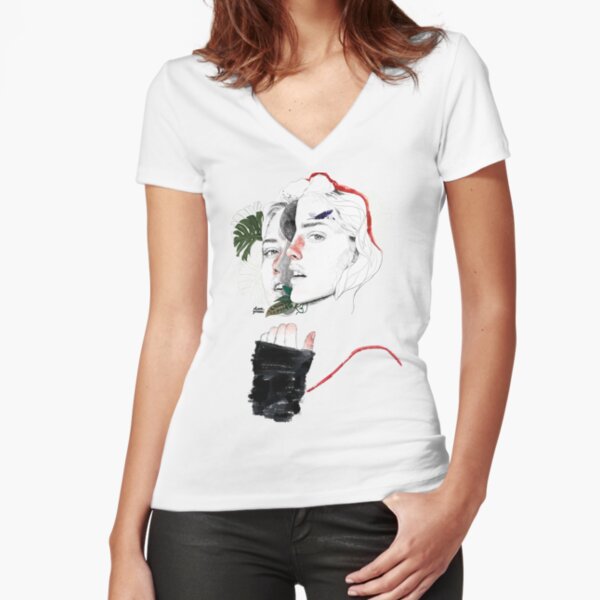 CELLULAR DIVISION II by elena garnu Fitted V-Neck T-Shirt