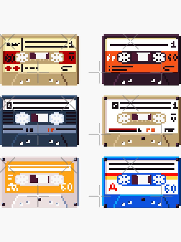 Thumbnail 3 of 3, Sticker, Cassettes Pixel Art designed and sold by djspacegr.