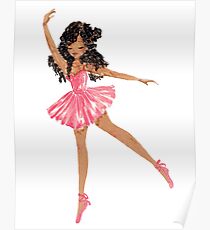 Schwarze Ballerina im rosa Tutu Poster