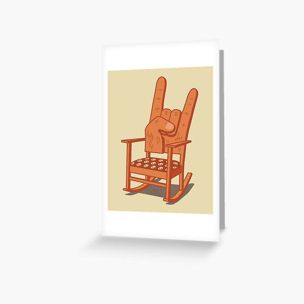 "This chair rocks! Funny rock hand sign rocking chair joke" Greeting