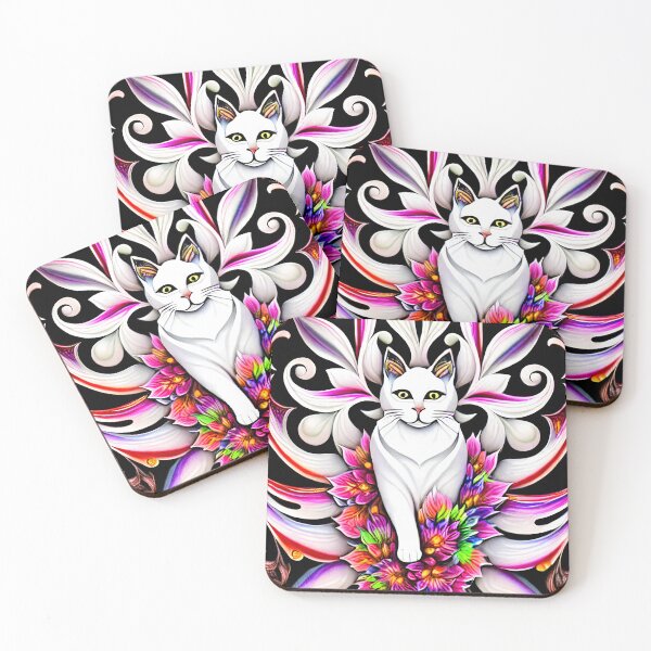 Item preview, Cat and flowers wood relief design designed and sold by angelisart.