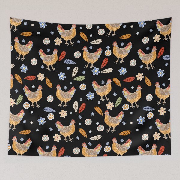 Item preview, Flock of hens on black designed and sold by Sarka Zuzanakova, Kukuckova.
