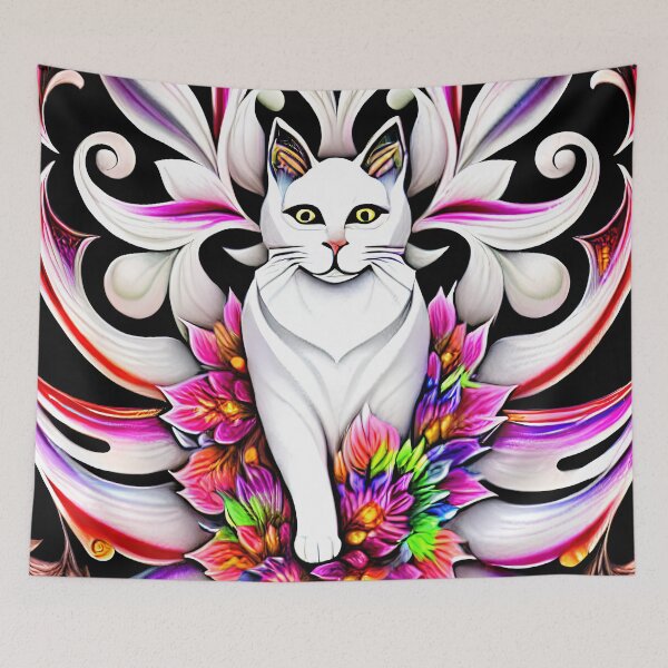 Item preview, Cat and flowers wood relief design designed and sold by angelisart.