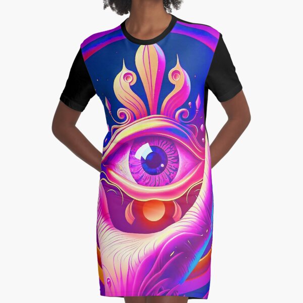 Our Psychedelic Eye Graphic T-Shirt Dress