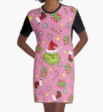 Grinch pattern Graphic T-Shirt Dress