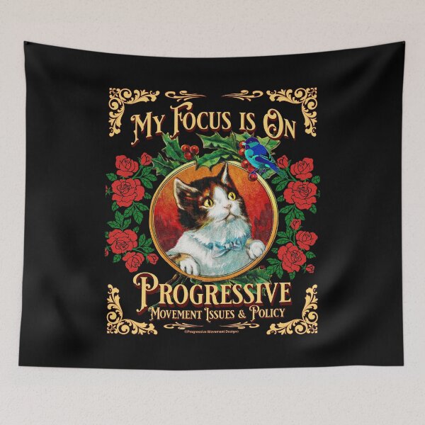 Artikelvorschau, PMD00023 Progressive Movement Designs Fortschrittskatze mit Vogel konzentrieren sich auf Themen und Richtlinien zu Schwarz für Progressive entworfen und verkauft von ProgressiveLeft.