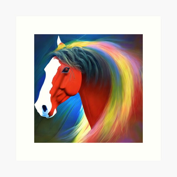 Item preview, Colorful horse head painting designed and sold by angelisart.