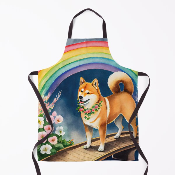 Item preview, Shiba Inu Shibe on the Rainbow Bridge Sympathy Watercolor Thinking of You designed and sold by Shiba-Inu-Art.