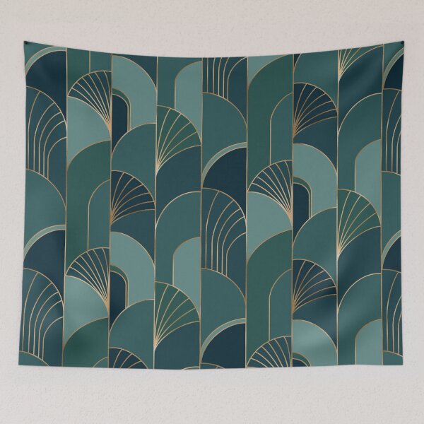 Item preview, 1920s Green Art Deco Scallops designed and sold by BronwynBecks.